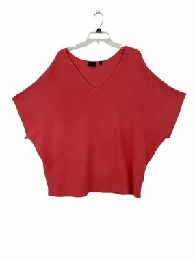 Cyrus Coral V-Neck Knit Dolman Sleeve Sweater